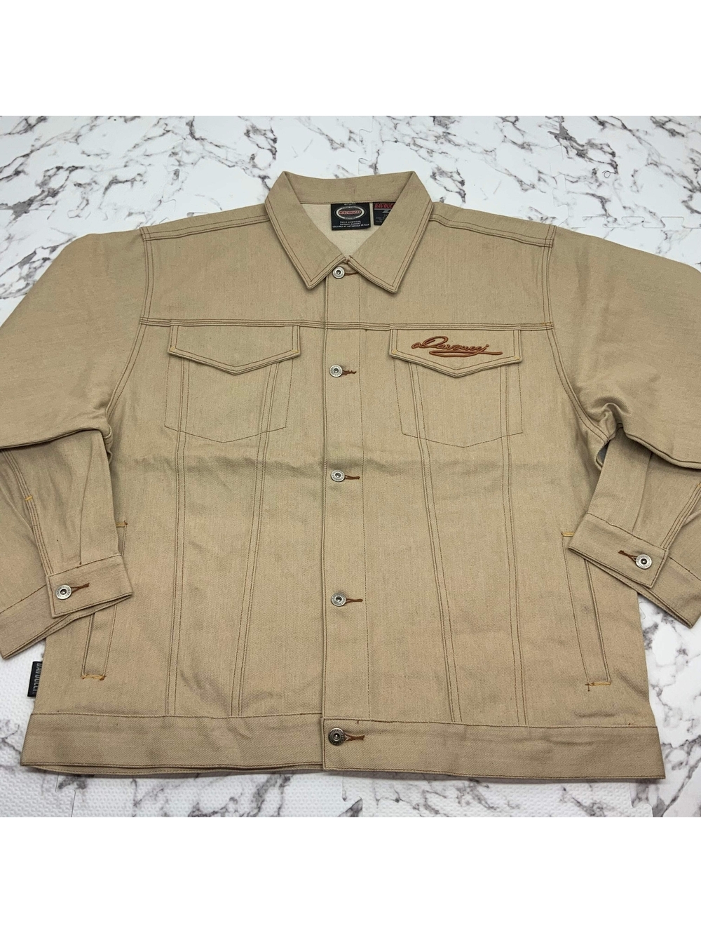 Men's Davoucci Khaki Rust Casual Denim Jacket NWT